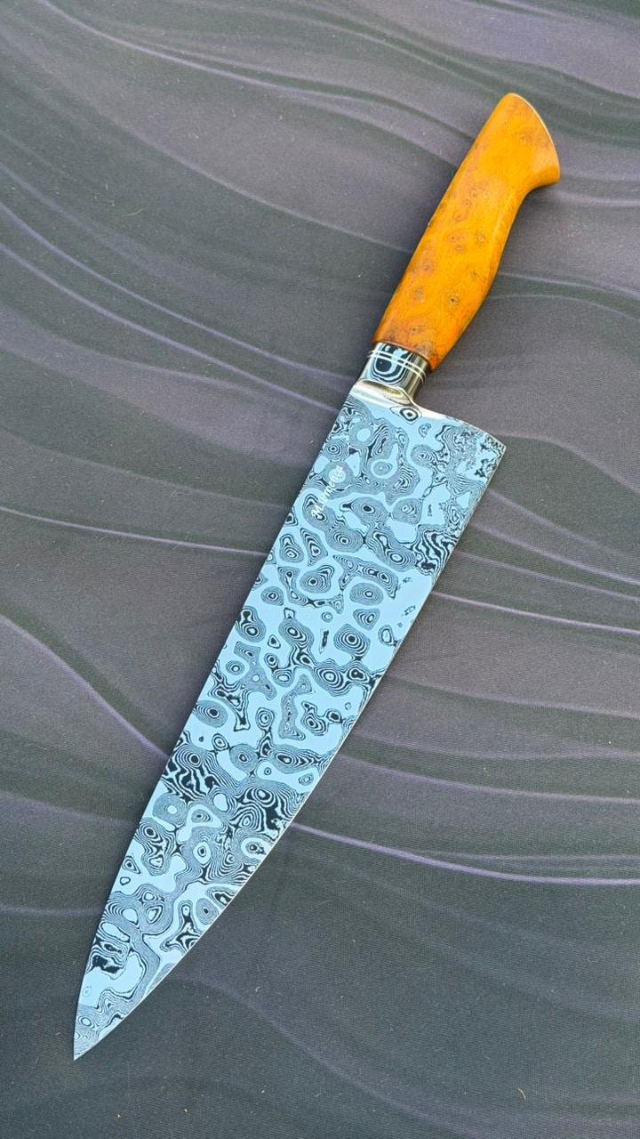 Hand Drop Chef Knife — Damascus 15N20 & 1075